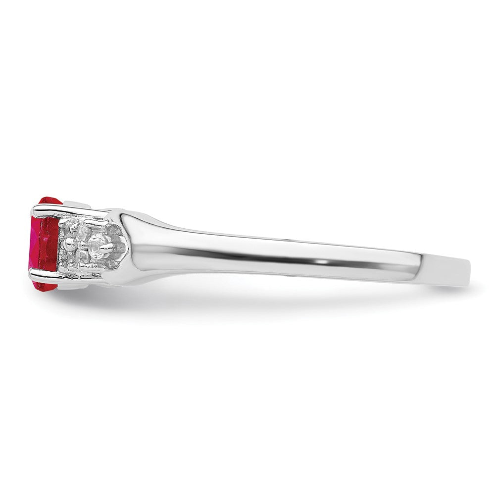 Sterlingsilber Rhodiniert Rubin und Weiß Saphir Ring