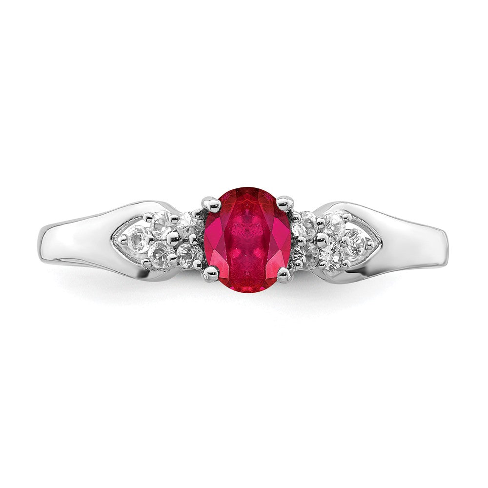 Sterlingsilber Rhodiniert Rubin und Weiß Saphir Ring