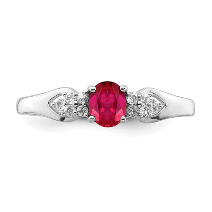 Sterlingsilber Rhodiniert Rubin und Weiß Saphir Ring