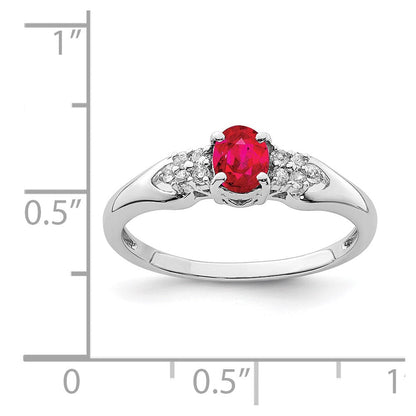 Sterlingsilber Rhodiniert Rubin und Weiß Saphir Ring