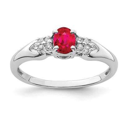 Sterlingsilber Rhodiniert Rubin und Weiß Saphir Ring