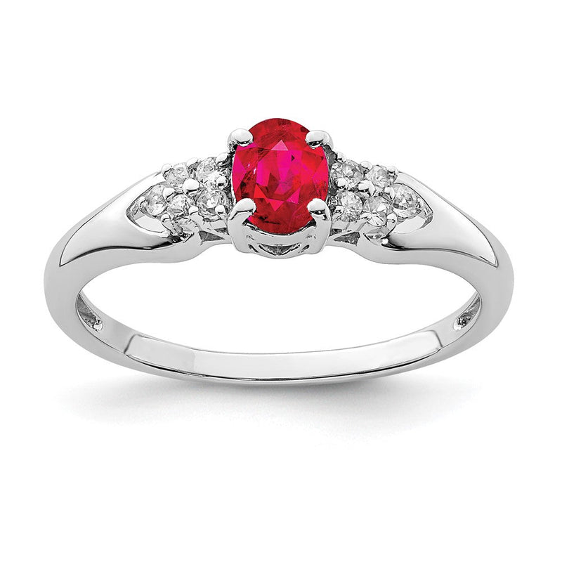 Sterlingsilber Rhodiniert Rubin und Weiß Saphir Ring