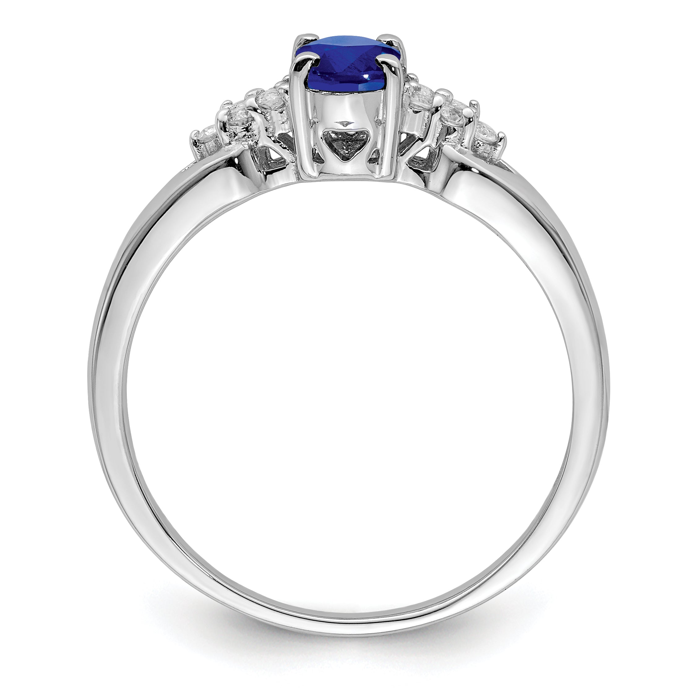 Sterlingsilber Rhodiniert Blau und Weiß Saphir Ring