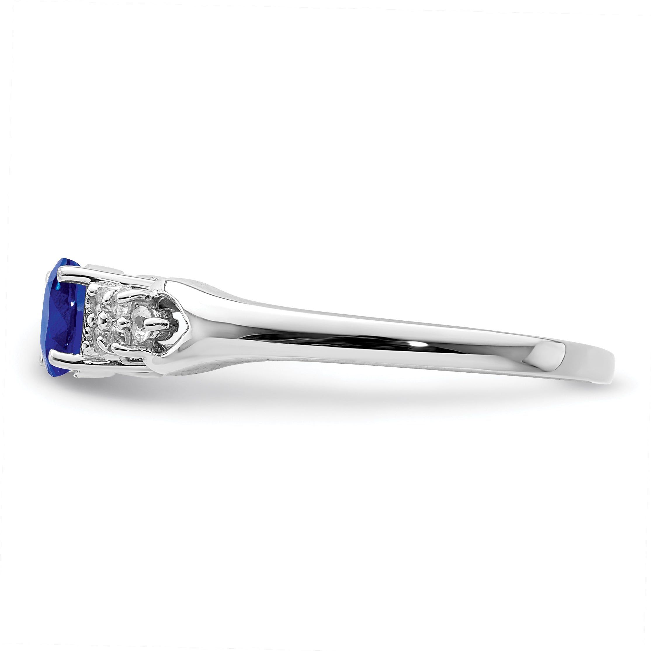 Sterlingsilber Rhodiniert Blau und Weiß Saphir Ring