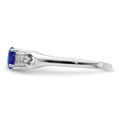 Sterlingsilber Rhodiniert Blau und Weiß Saphir Ring