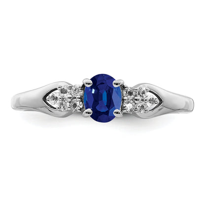 Sterlingsilber Rhodiniert Blau und Weiß Saphir Ring