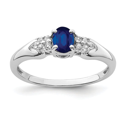 Sterlingsilber Rhodiniert Blau und Weiß Saphir Ring