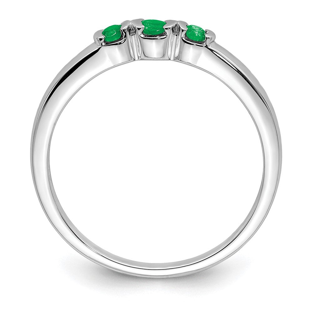 Sterlingsilber Rhodiniert Poliert Smaragd 3 Stein Ring