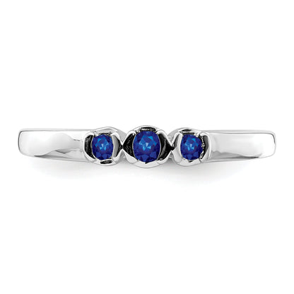 Sterlingsilber Rhodiniert Poliert Saphir Ring