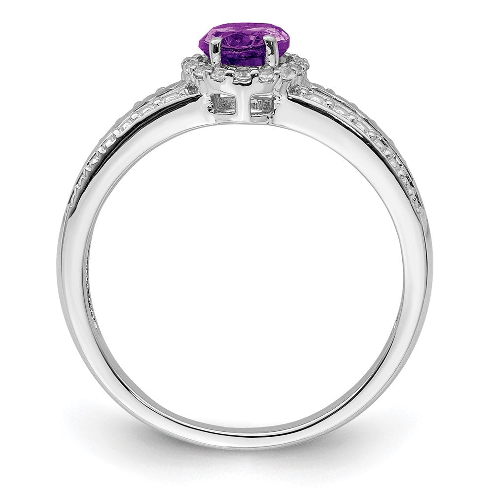 Sterlingsilber Rhodiniert Poliert Amethyst & Weiß Topas Ring