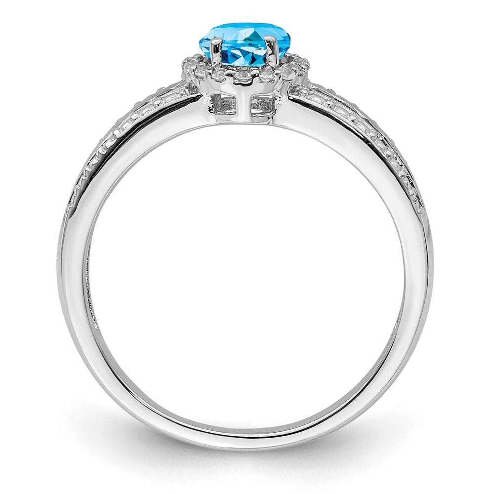 Sterlingsilber Rhodium Blau und Weiß Topas Ring (size 7 Nur)