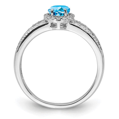Sterlingsilber Rhodium Blau und Weiß Topas Ring (size 7 Nur)