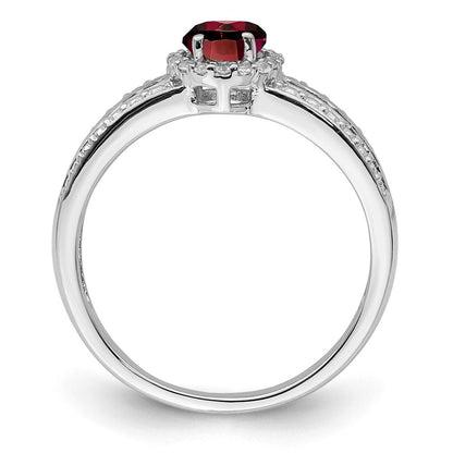 Sterlingsilber Rhodiniert Granat und Weiß Topas Ring