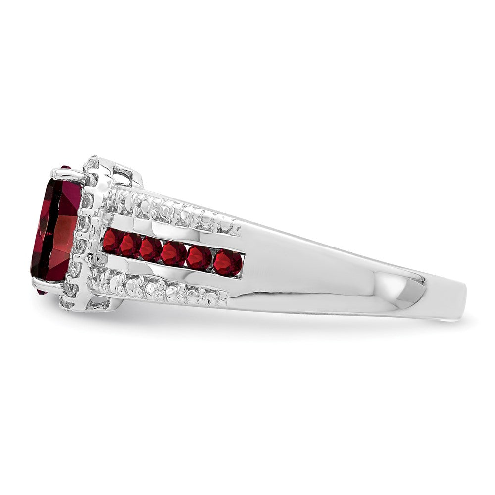 Sterlingsilber Rhodiniert Granat und Weiß Topas Ring