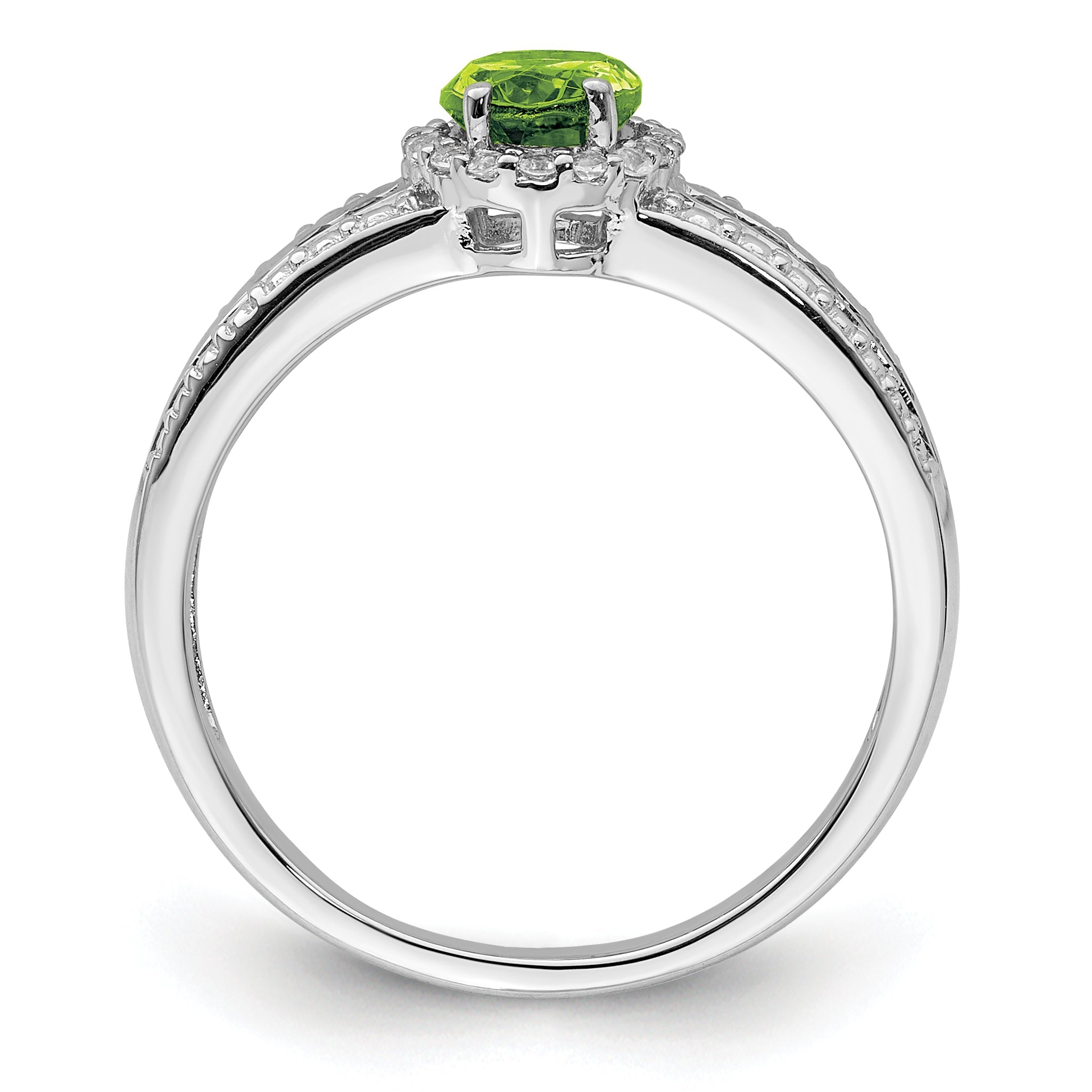 Sterlingsilber Rhodium Poliert Peridot & Weiß Topas Ring