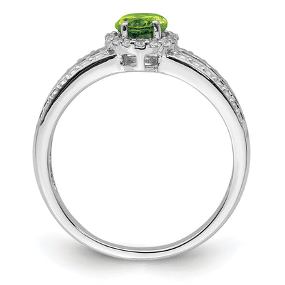 Sterlingsilber Rhodium Poliert Peridot & Weiß Topas Ring