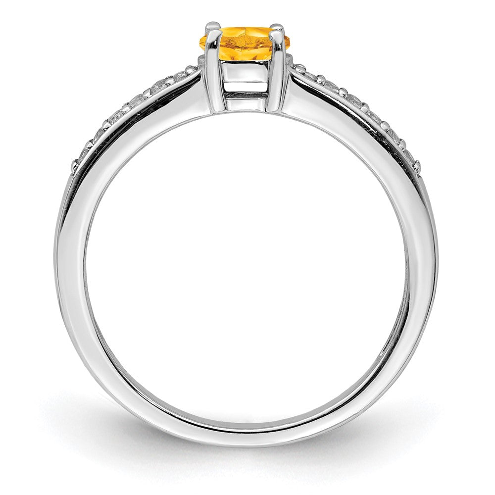 Sterlingsilber Rhodiniert Citrin und Weiß Topas Ring
