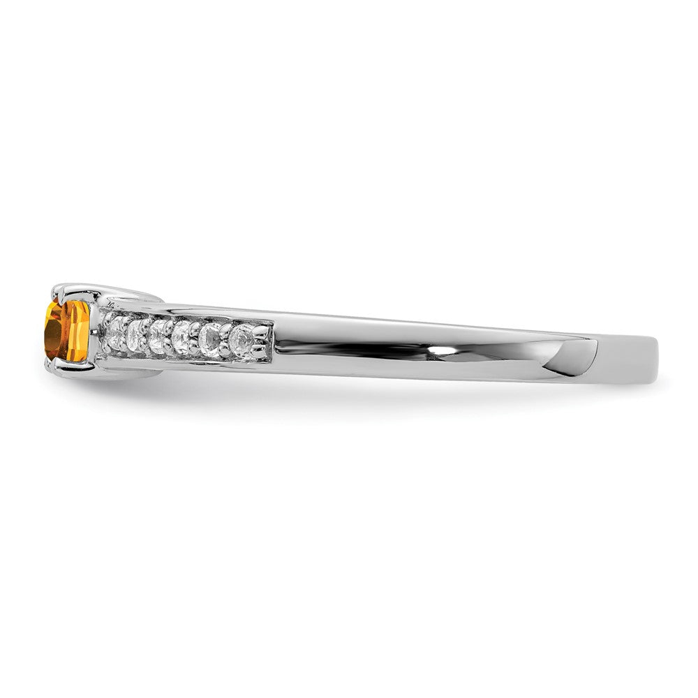 Sterlingsilber Rhodiniert Citrin und Weiß Topas Ring