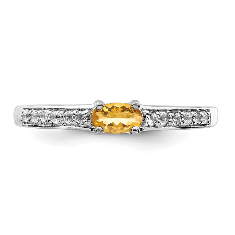 Sterlingsilber Rhodiniert Citrin und Weiß Topas Ring