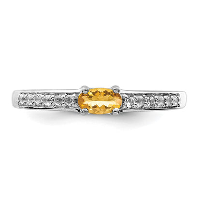 Sterlingsilber Rhodiniert Citrin und Weiß Topas Ring
