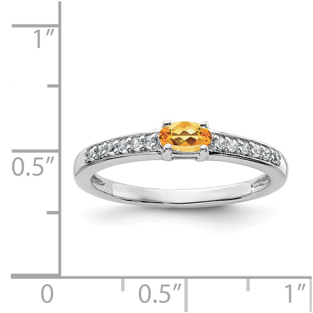 Sterlingsilber Rhodiniert Citrin und Weiß Topas Ring