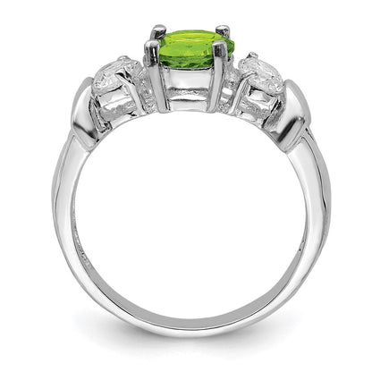 Sterlingsilber Rhodium Peridot & Zirkonia Ring (size 7 Nur)
