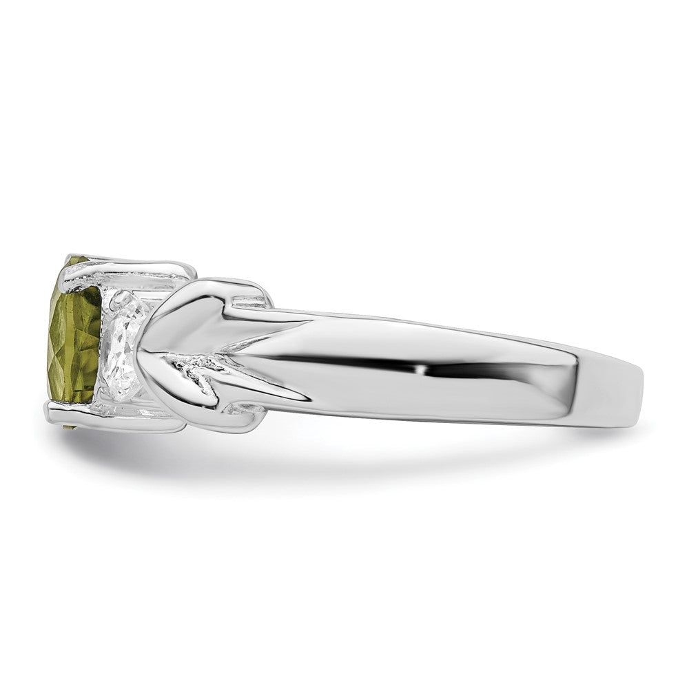 Sterlingsilber Rhodium Peridot & Zirkonia Ring (size 7 Nur)
