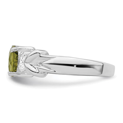 Sterlingsilber Rhodium Peridot & Zirkonia Ring (size 7 Nur)