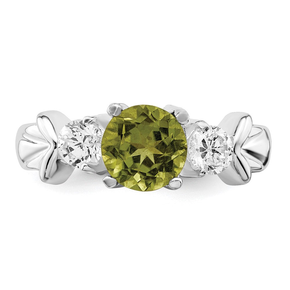 Sterlingsilber Rhodium Peridot & Zirkonia Ring (size 7 Nur)