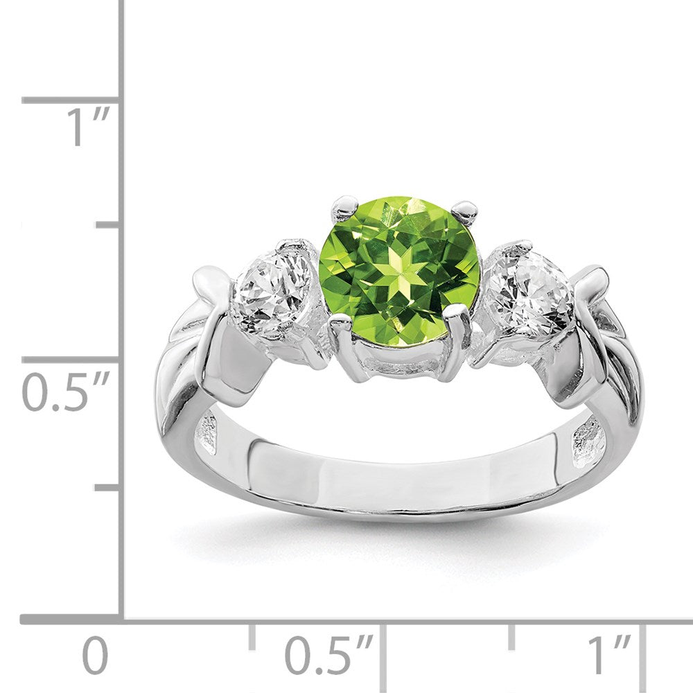 Sterlingsilber Rhodium Peridot & Zirkonia Ring (size 7 Nur)