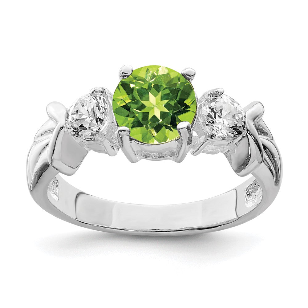 Sterlingsilber Rhodium Peridot & Zirkonia Ring (size 7 Nur)