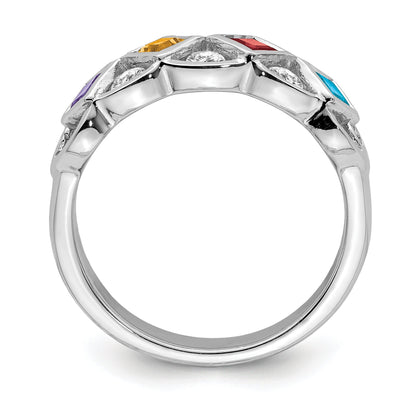 Sterlingsilber Ss Rhodiniert Zirkonia, Amethyst, Citrin, Granat & Blautopas Ring