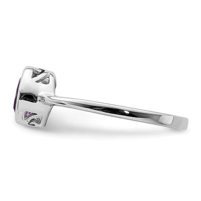 Sterlingsilber Rhodiniert Poliert Amethyst Rund Ring