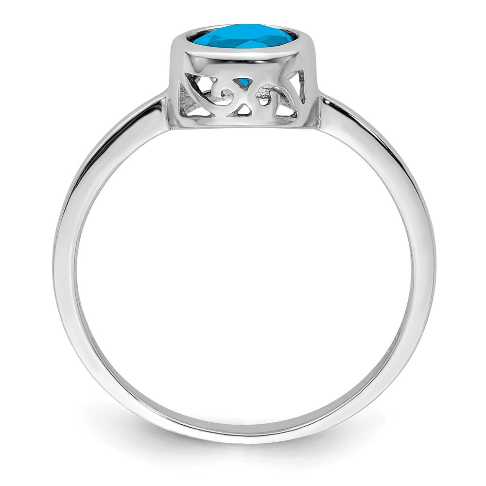 Sterlingsilber Rhodiniert Poliert Blautopas Rund Ring