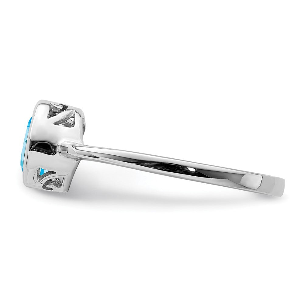 Sterlingsilber Rhodiniert Poliert Blautopas Rund Ring