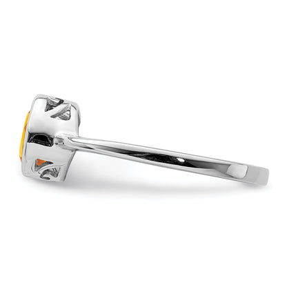 Sterlingsilber Rhodiniert Poliert Citrin Rund Ring