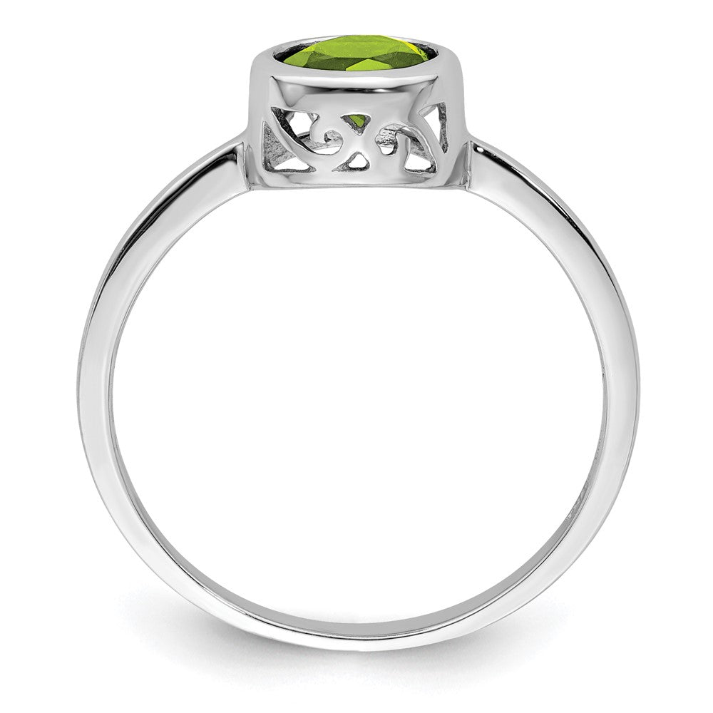 Sterlingsilber Rhodiniert Poliert Peridot Rund Ring