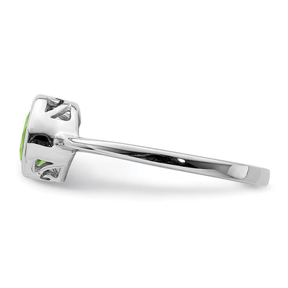 Sterlingsilber Rhodiniert Poliert Peridot Rund Ring