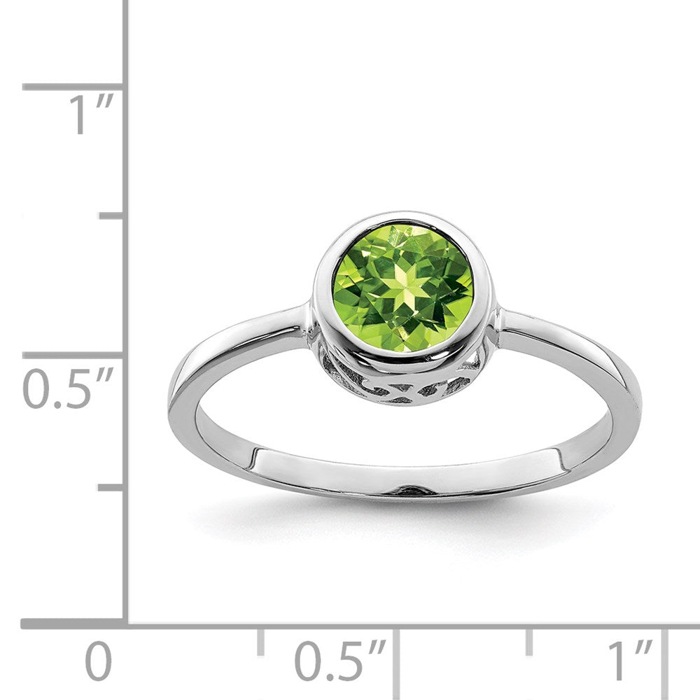 Sterlingsilber Rhodiniert Poliert Peridot Rund Ring