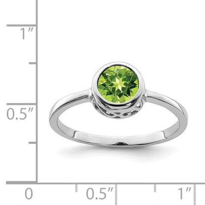 Sterlingsilber Rhodiniert Poliert Peridot Rund Ring