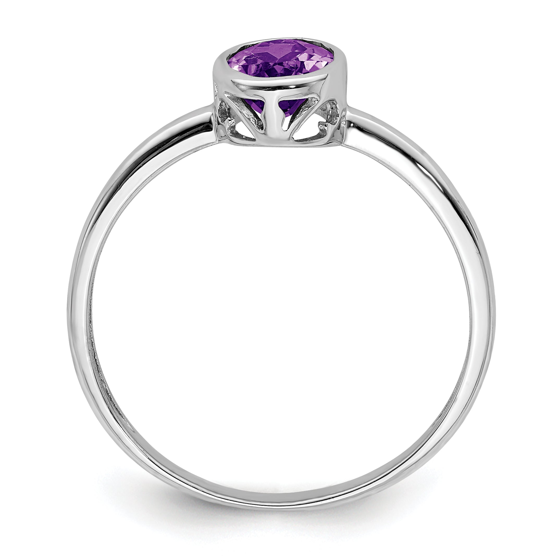 Sterlingsilber Rhodiniert Poliert Amethyst Oval Ring