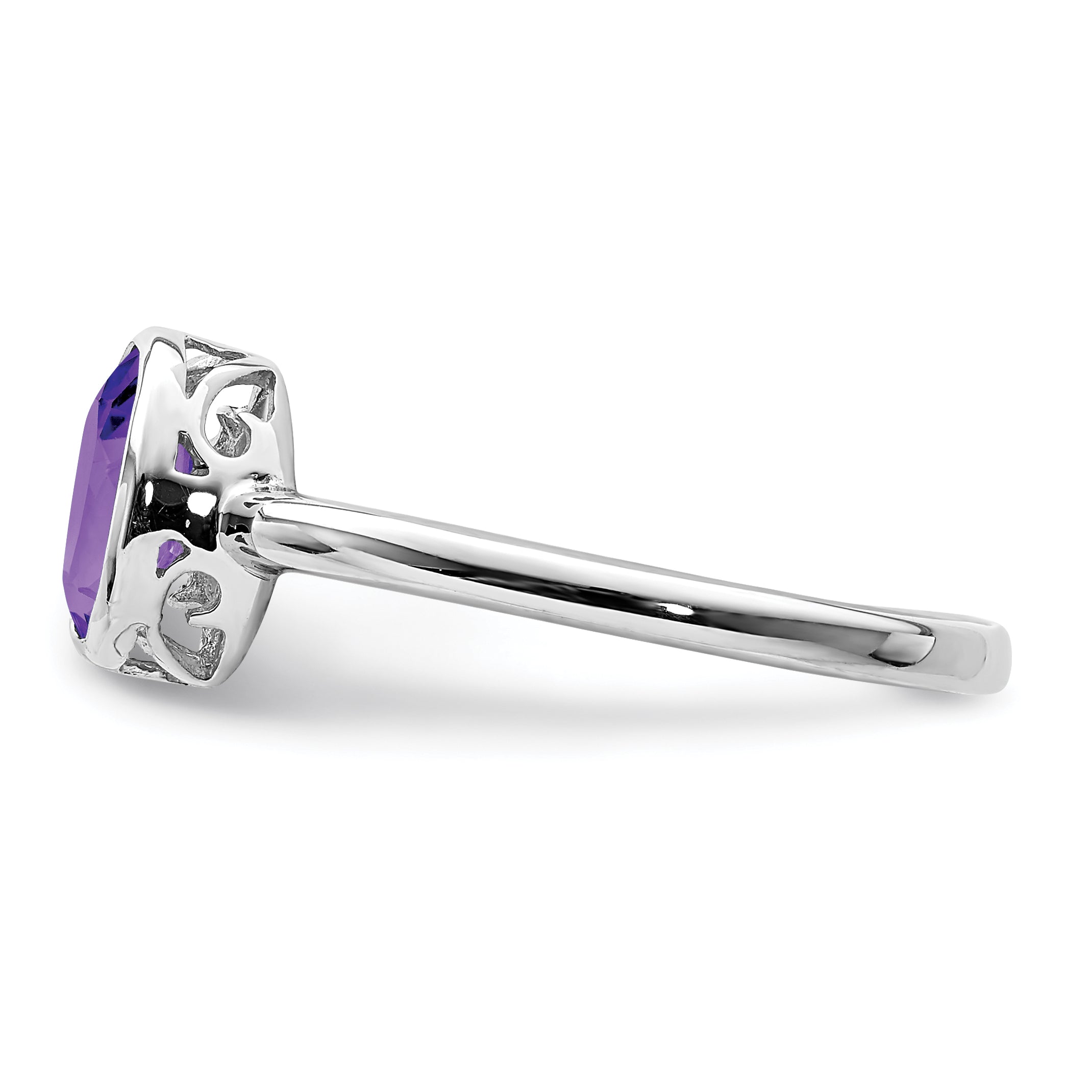 Sterlingsilber Rhodiniert Poliert Amethyst Oval Ring