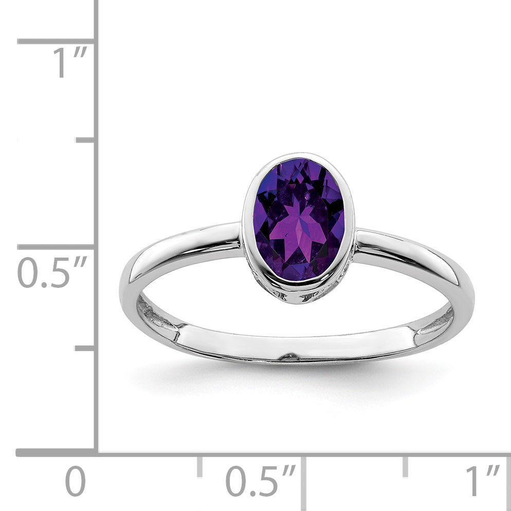 Sterlingsilber Rhodiniert Poliert Amethyst Oval Ring