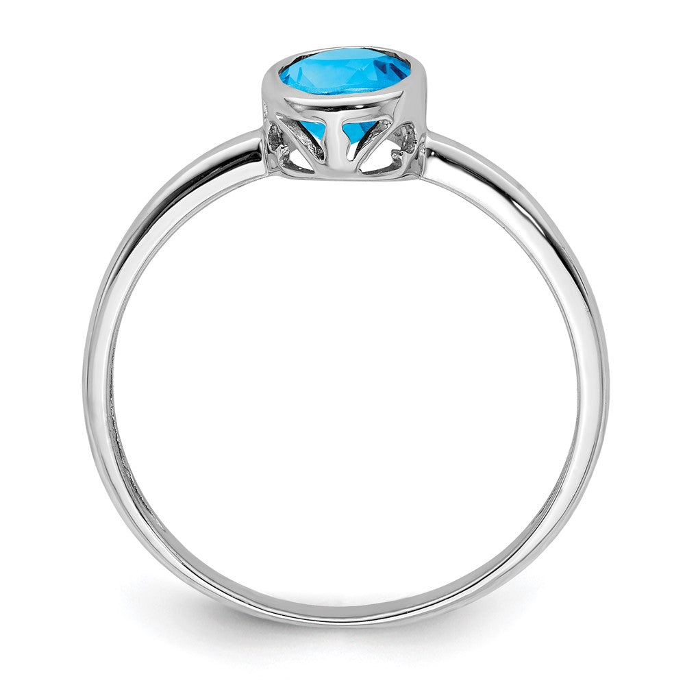 Sterlingsilber Rhodiniert Poliert Blautopas Oval Ring