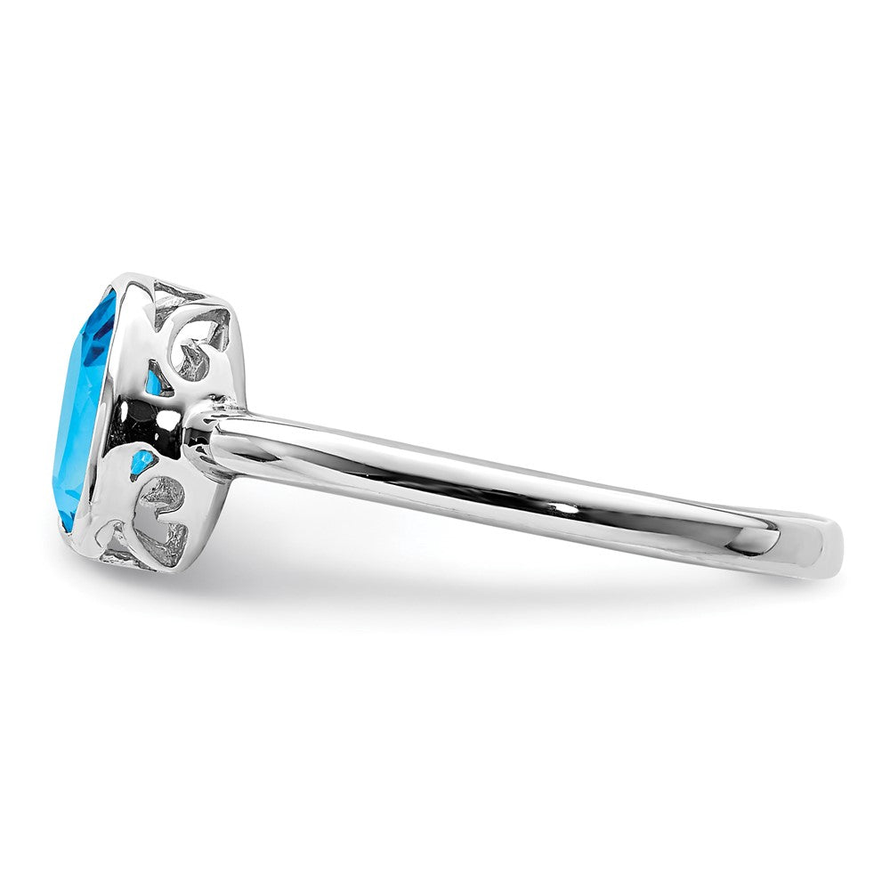 Sterlingsilber Rhodiniert Poliert Blautopas Oval Ring