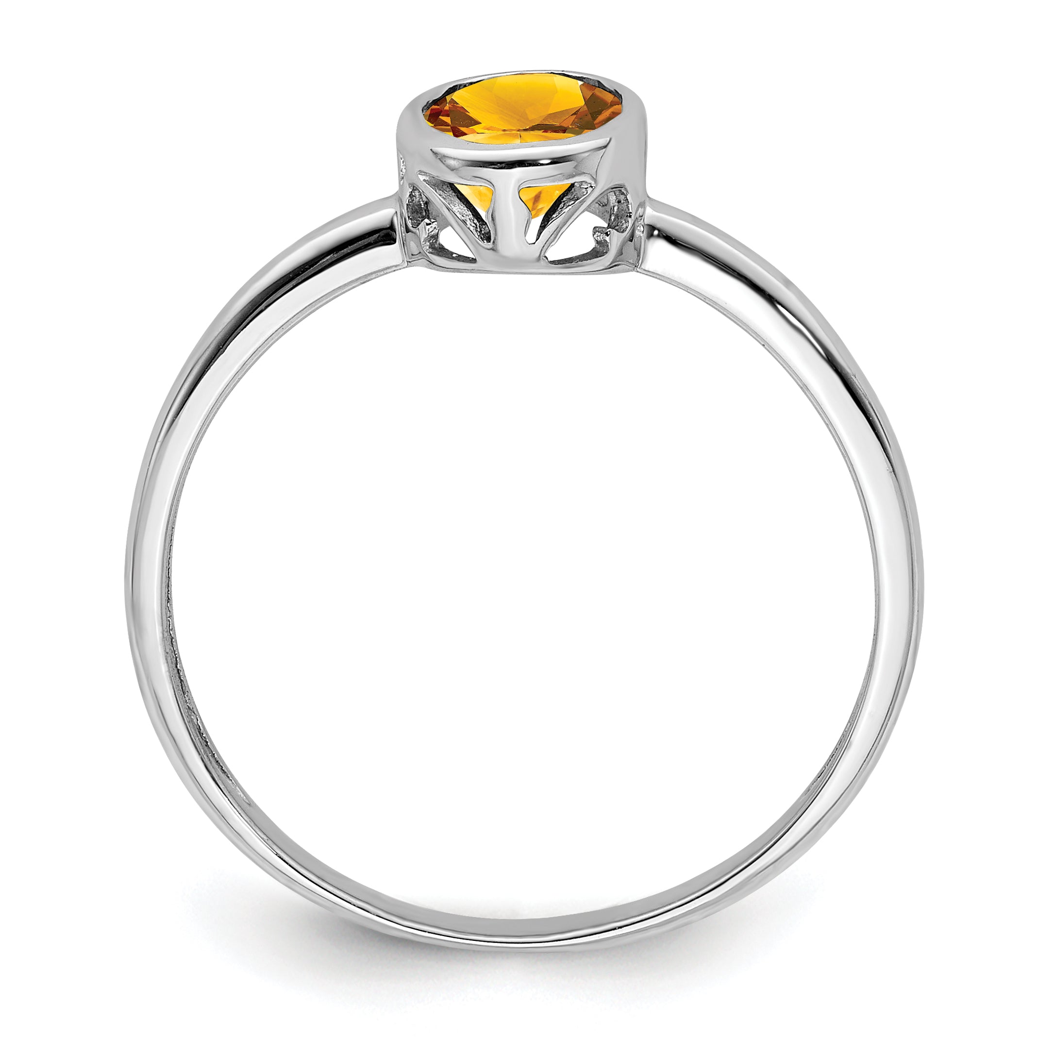 Sterlingsilber Rhodiniert Poliert Citrin Oval Ring