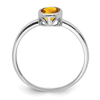 Sterlingsilber Rhodiniert Poliert Citrin Oval Ring