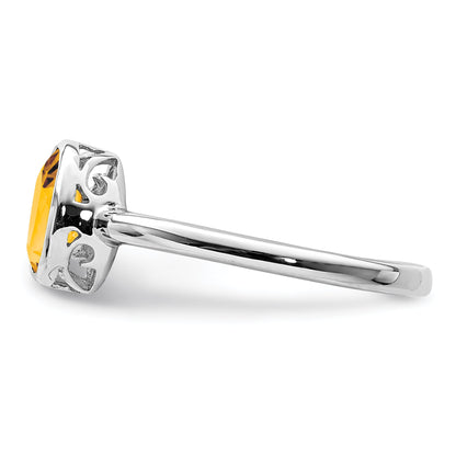 Sterlingsilber Rhodiniert Poliert Citrin Oval Ring