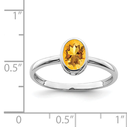 Sterlingsilber Rhodiniert Poliert Citrin Oval Ring
