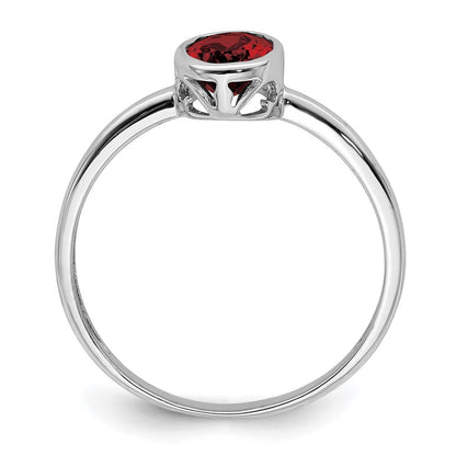 Sterlingsilber Rhodiniert Poliert Granat Oval Ring